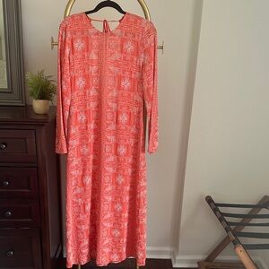 NWT ZARA coral embroidered long sleeve dress (size small) ✨